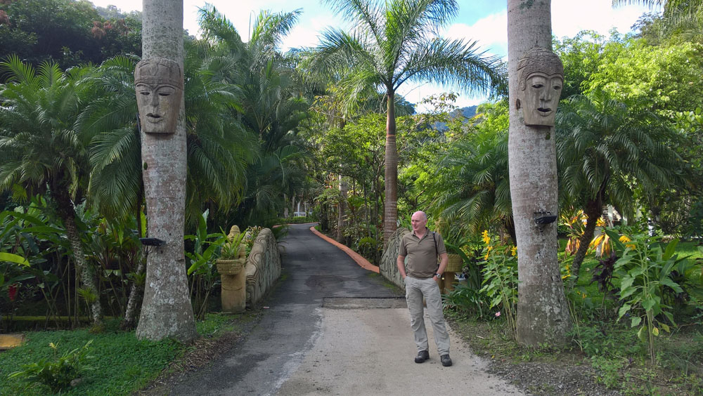 Hans Mom at entrance of Rio Perlas Resort, Costa Rica